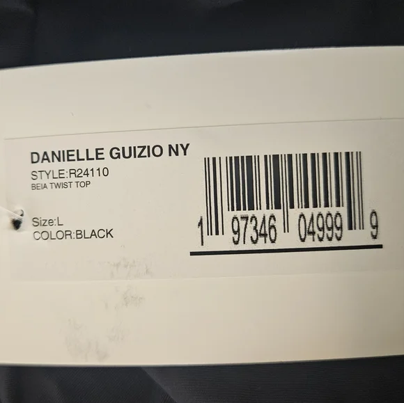 NWT Danielle Guizio Beia Twist Top Black Size Large - Picture 16 of 16